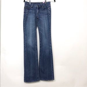 VS Pink Low Rise medium wash Flare Jeans